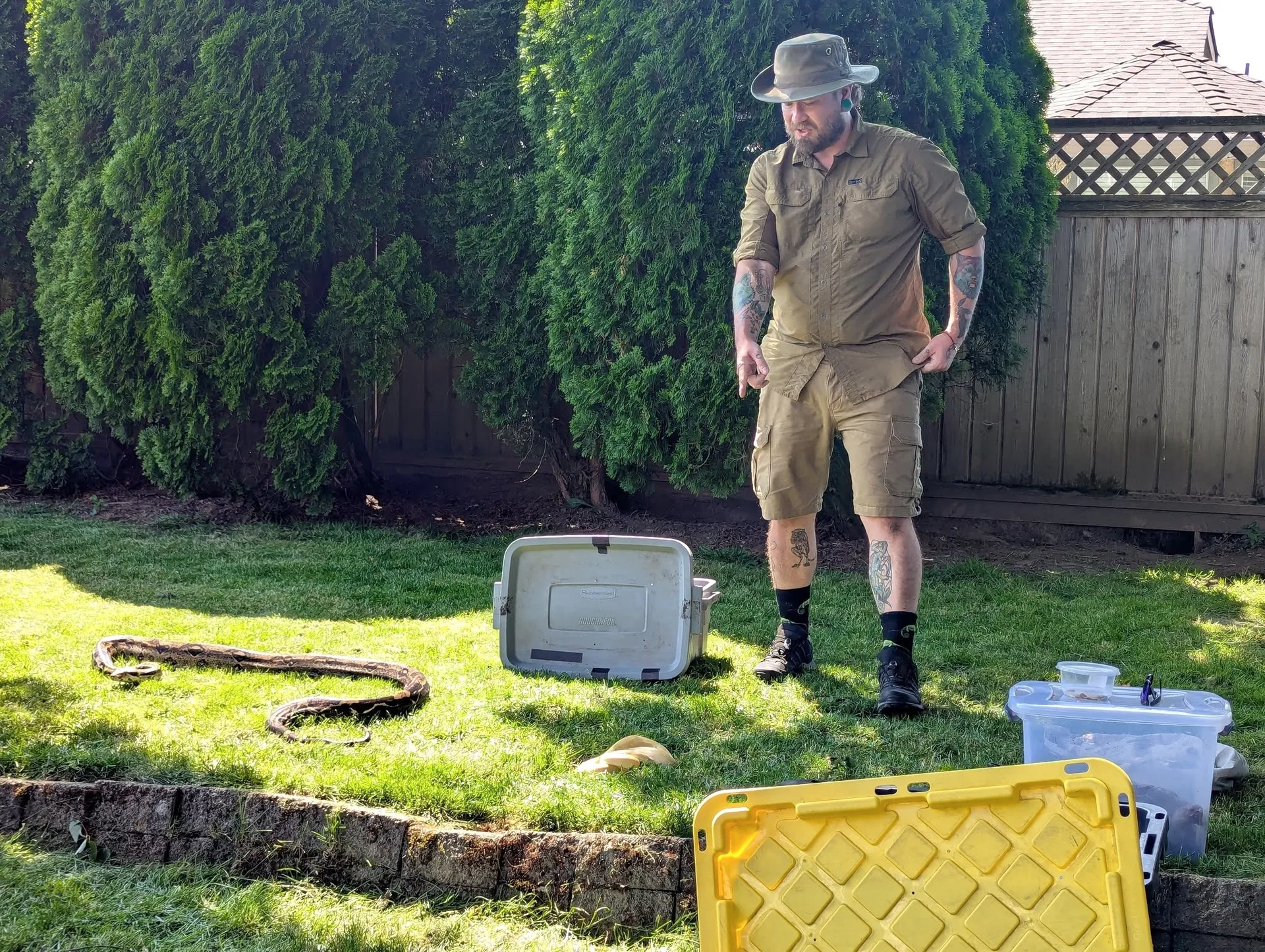 Outdoor group presentation at an event
